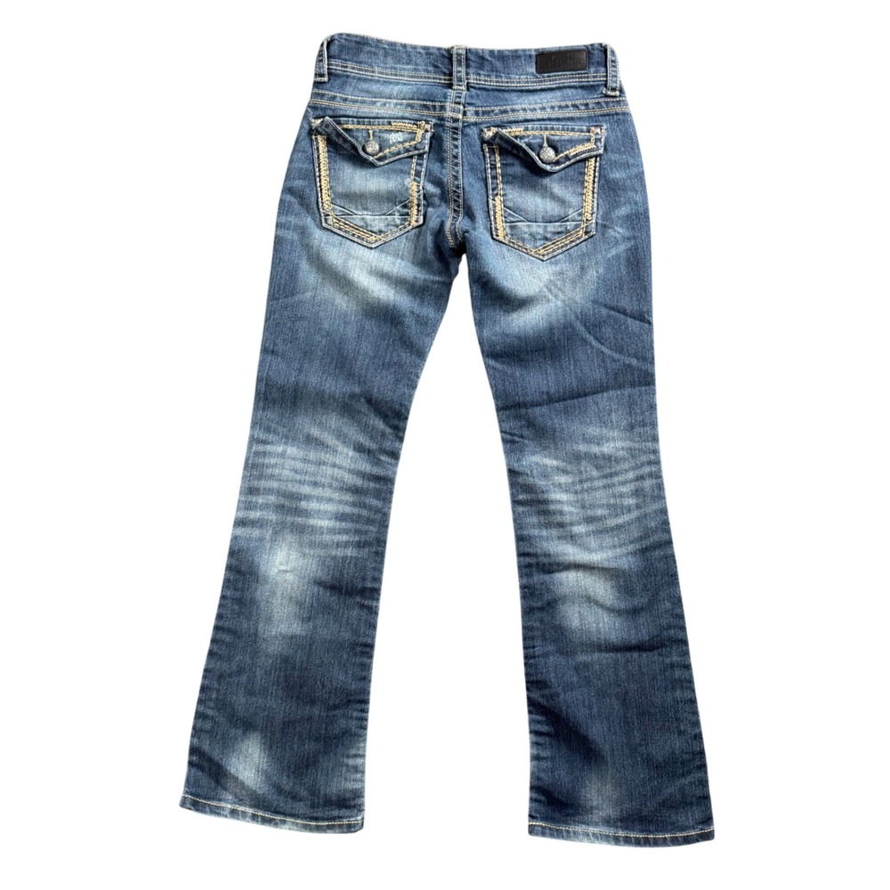 Daytrip Leo Y2K Bootcut Jeans Womens 27R Low Rise Studded Flap Pocket